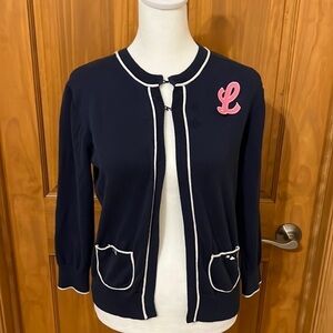 Lilly Pulitzer Navy and Pink Cardigan medium